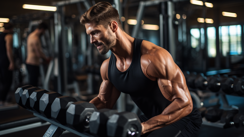 Training triceps with dumbbells