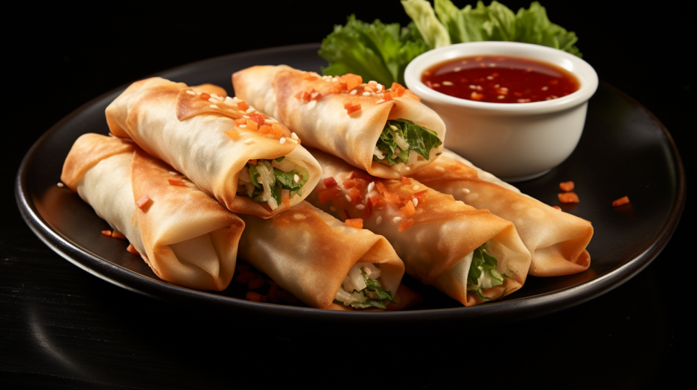 Freshly filled Spring Rolls