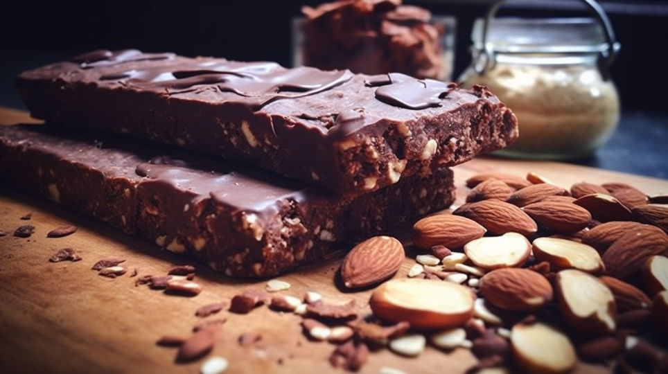 Homemade protein bars with chocolate